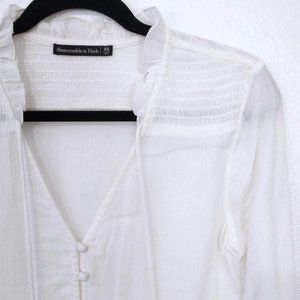 Semi Sheer Ruffle White Blouse